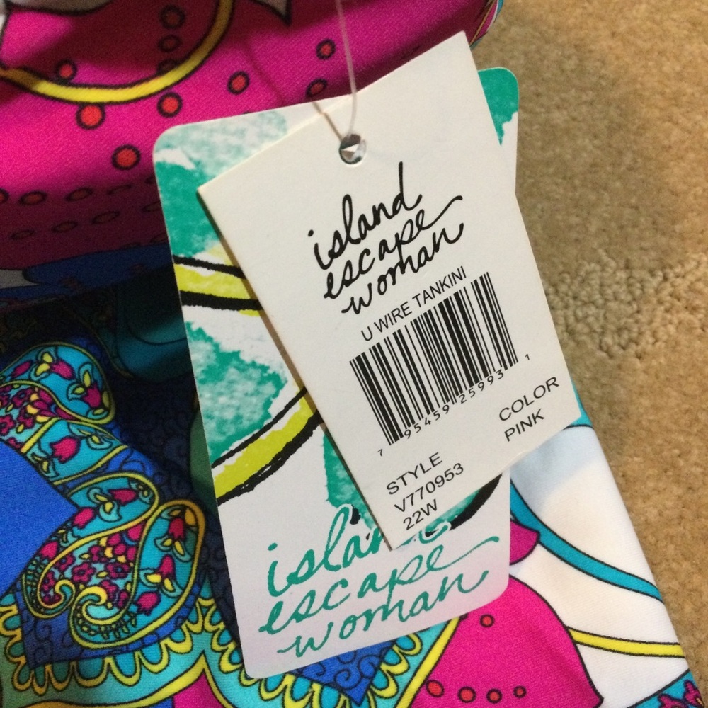 Island Escape NWT Underwire Tankini Swim Top, 22W - Picture 4 of 9